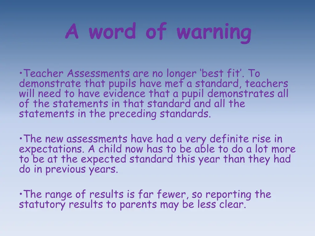 a word of warning