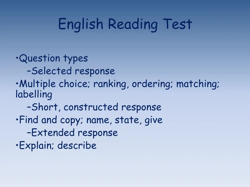 english reading test 1