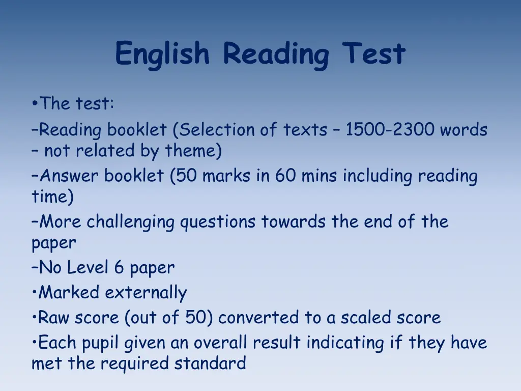 english reading test