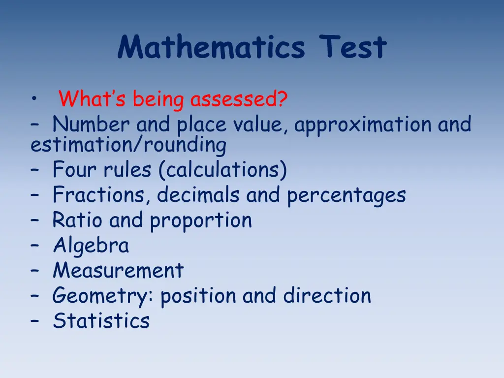 mathematics test 1