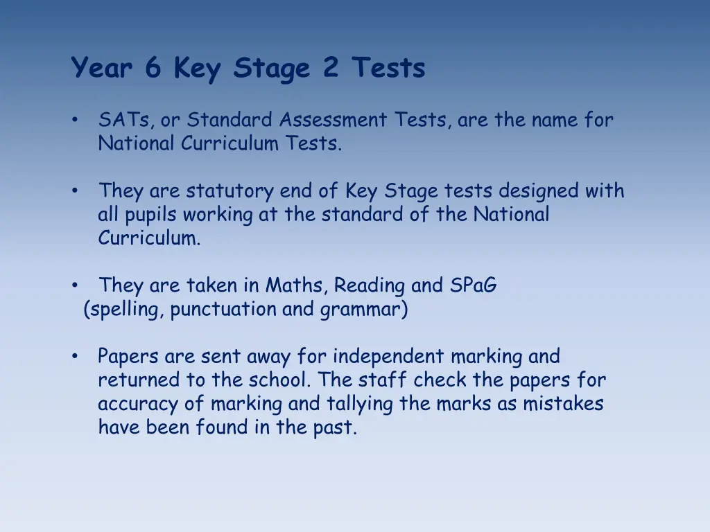 year 6 key stage 2 tests sats or standard