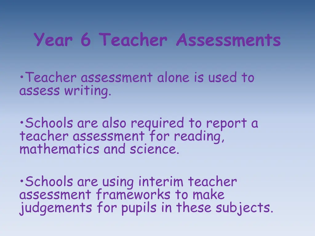 year 6 teacher assessments