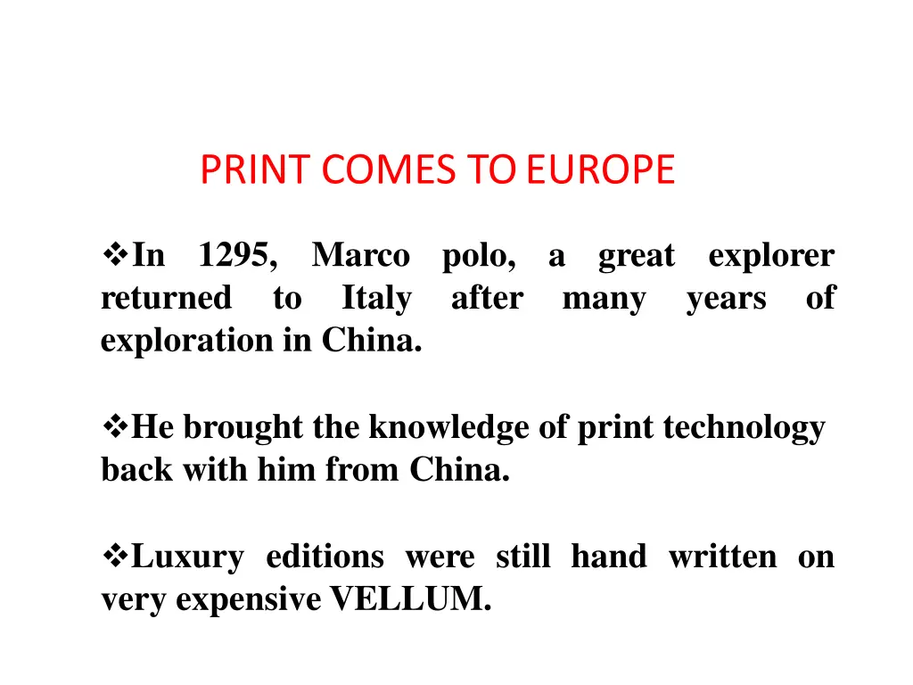 print comes toeurope