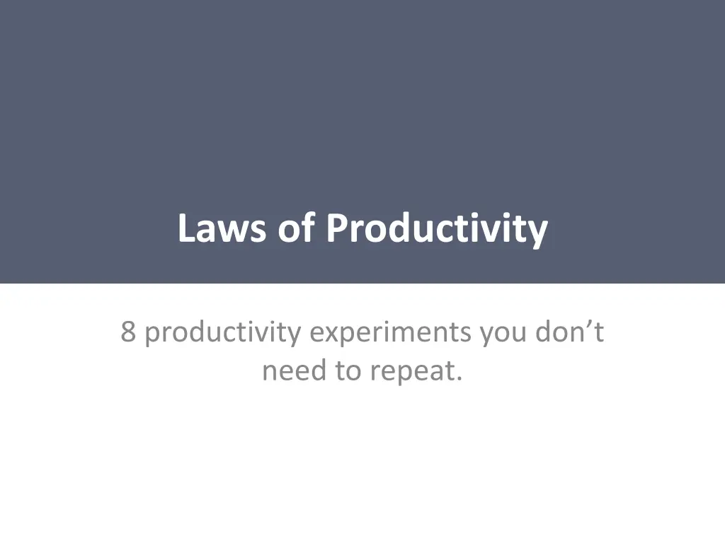 laws of productivity
