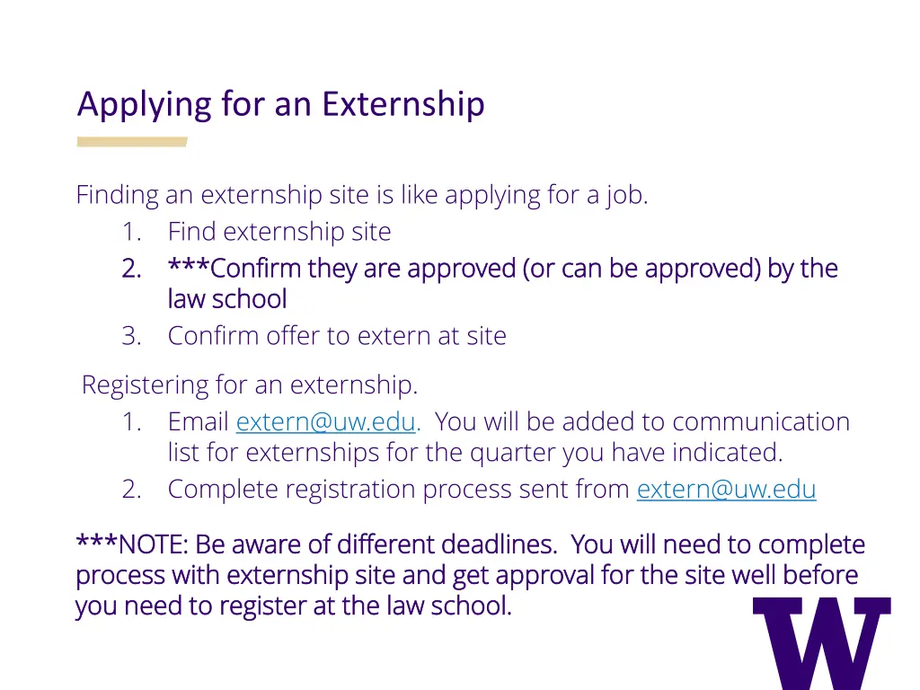 applying for an externship