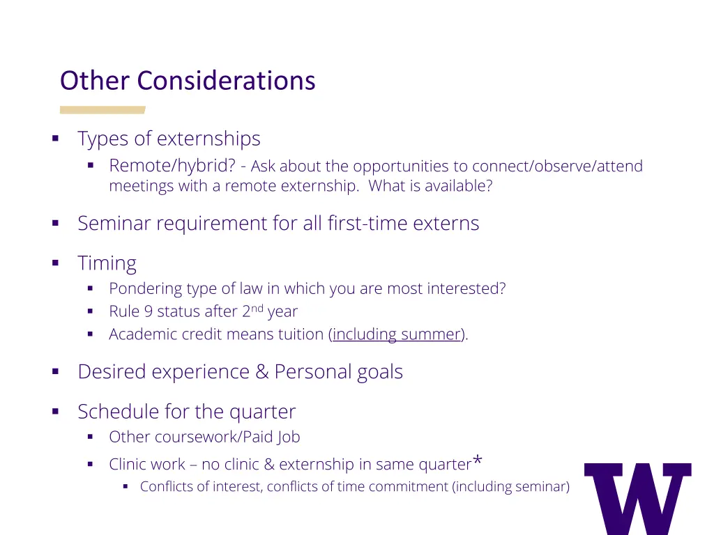 other considerations