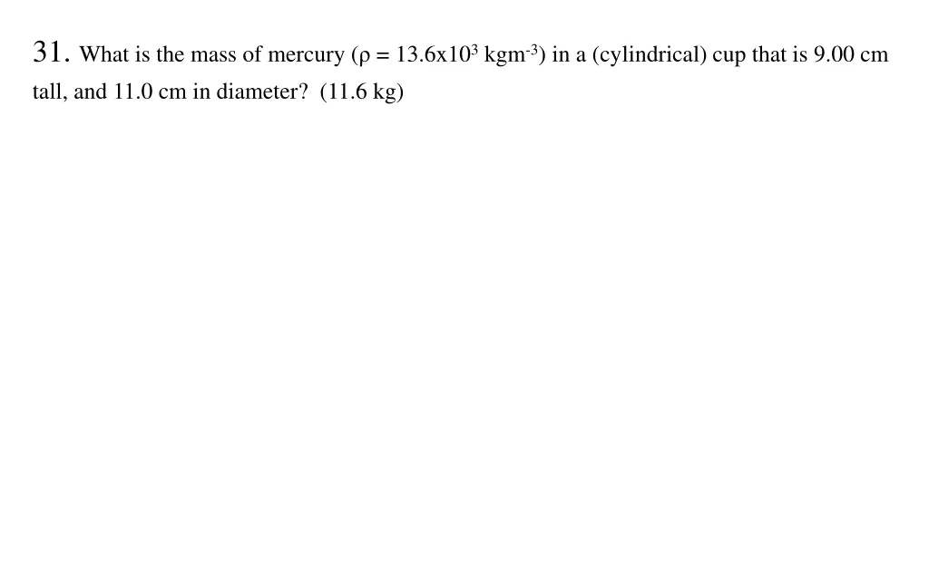 31 what is the mass of mercury 13 6x10