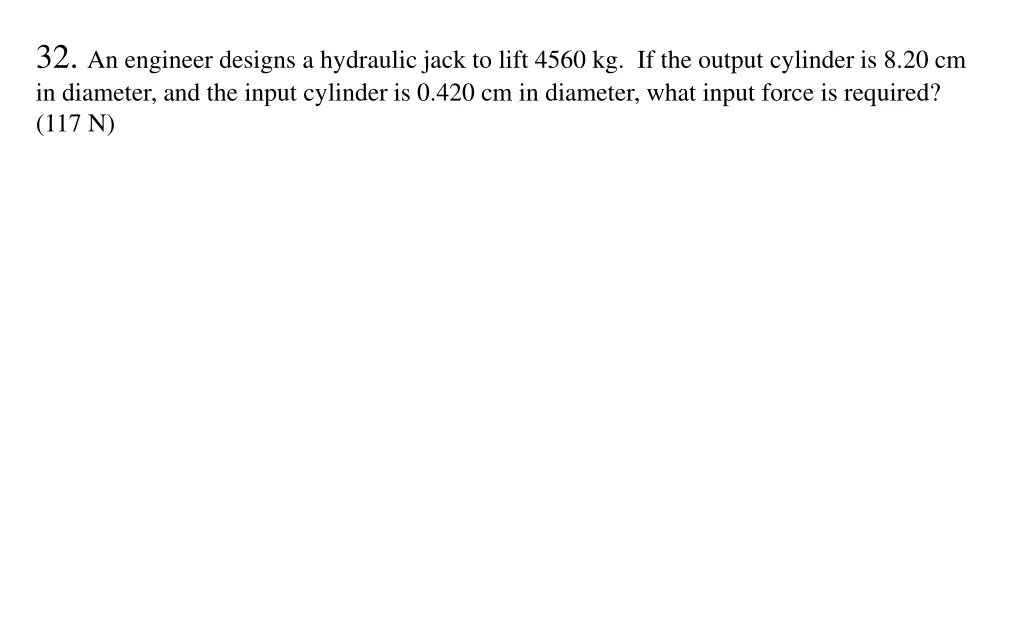 32 an engineer designs a hydraulic jack to lift