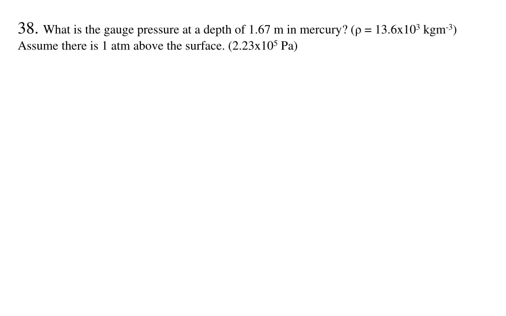 38 what is the gauge pressure at a depth