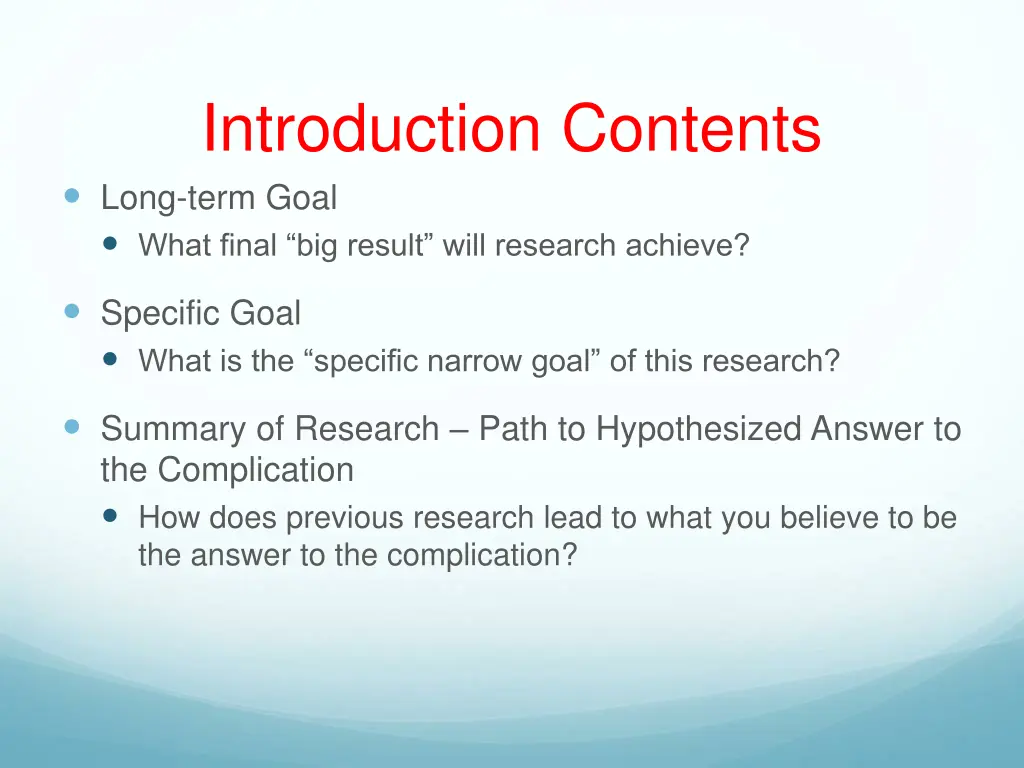 introduction contents long term goal what final