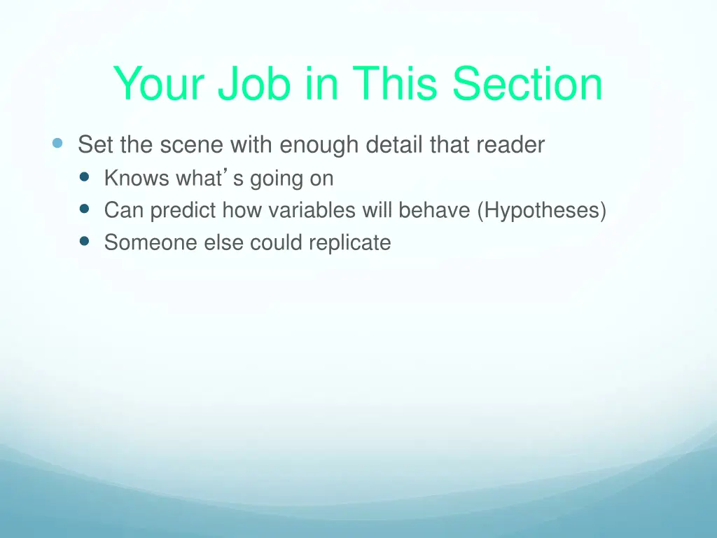 your job in this section