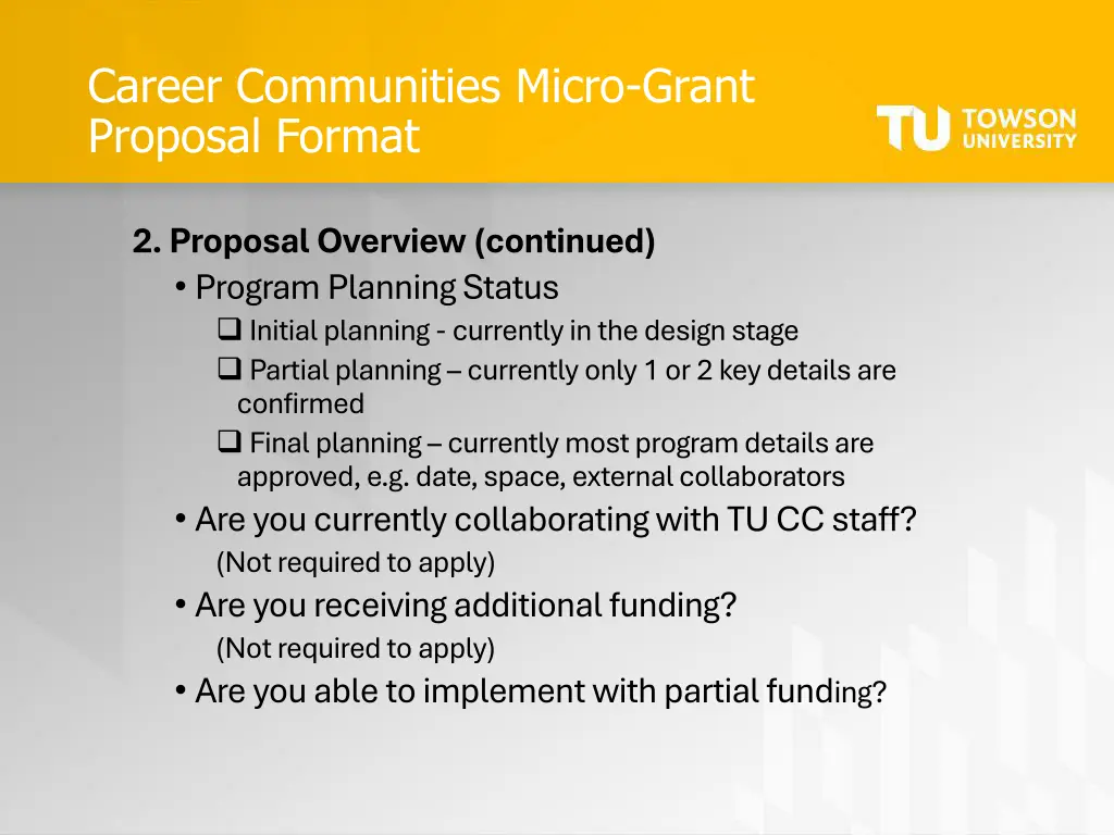 career communities micro grant proposal format 1