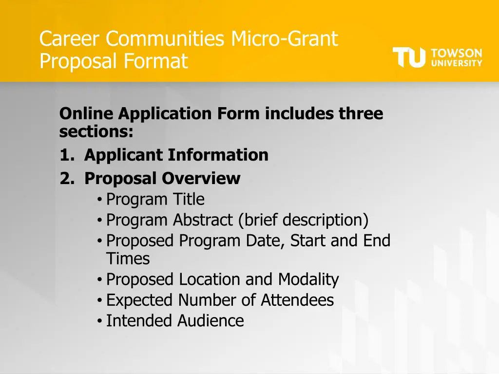 career communities micro grant proposal format