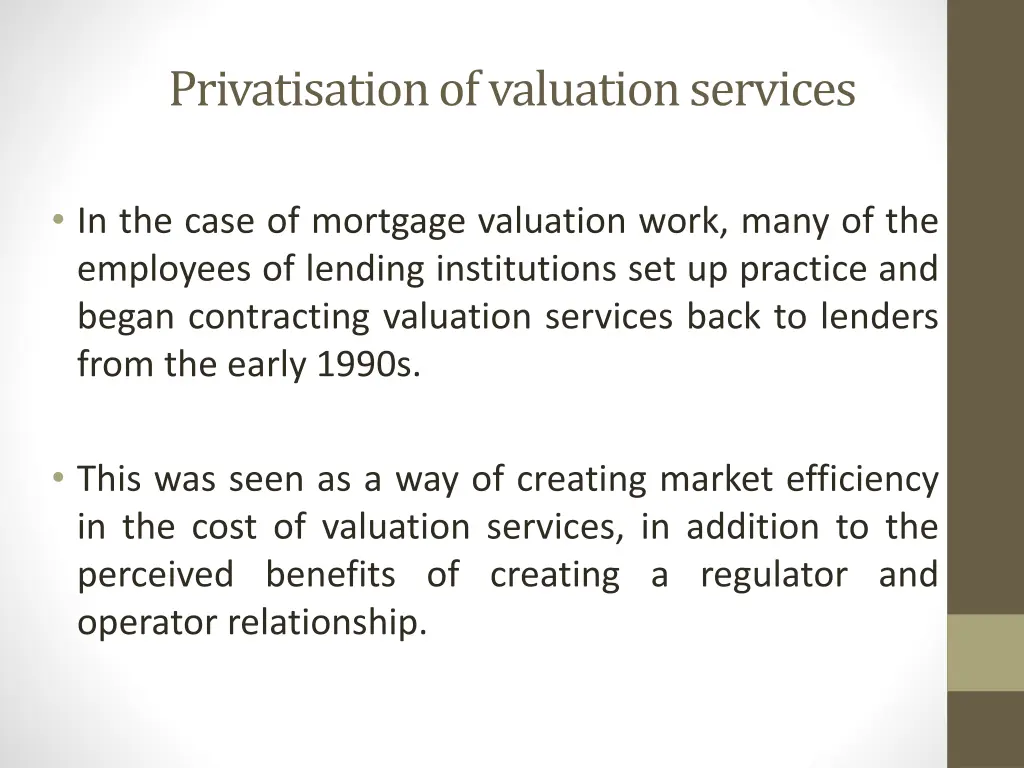 privatisation of valuation services 1