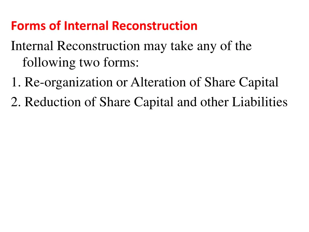 forms of internal reconstruction internal
