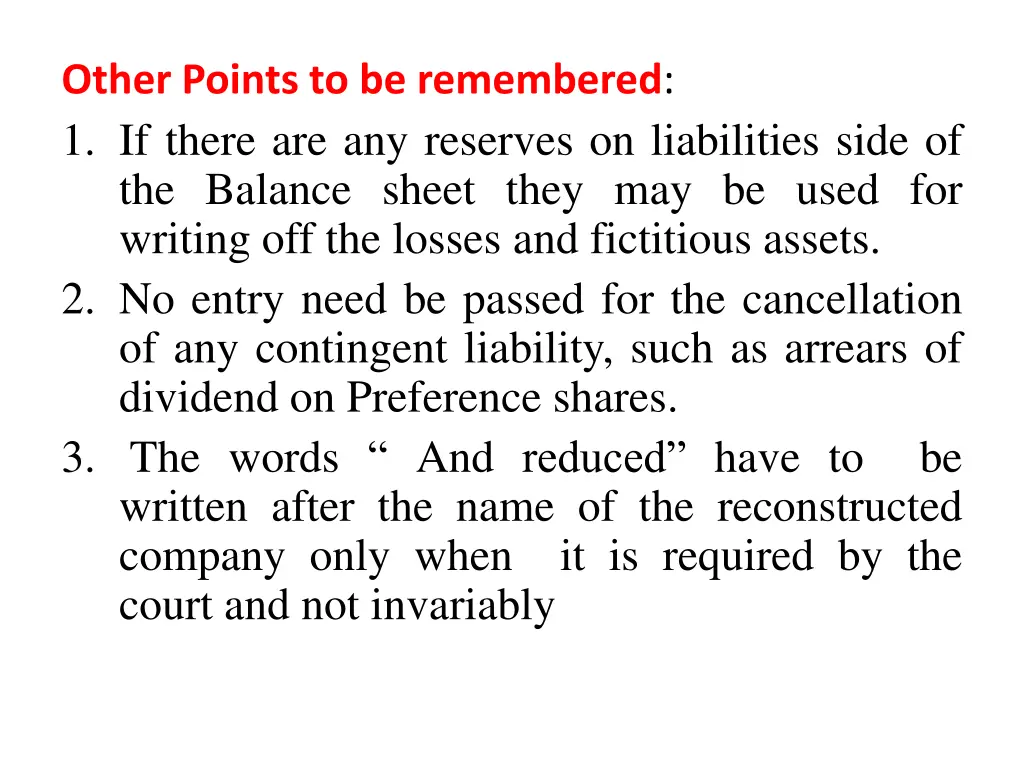 other points to be remembered 1 if there
