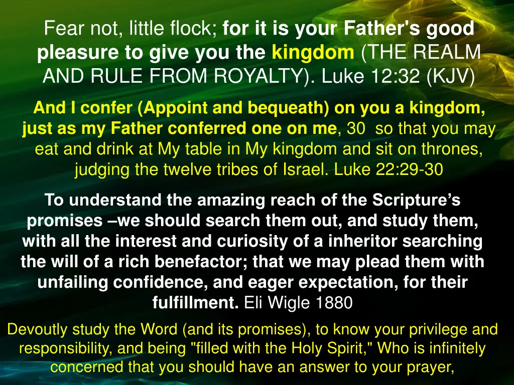 fear not little flock for it is your father