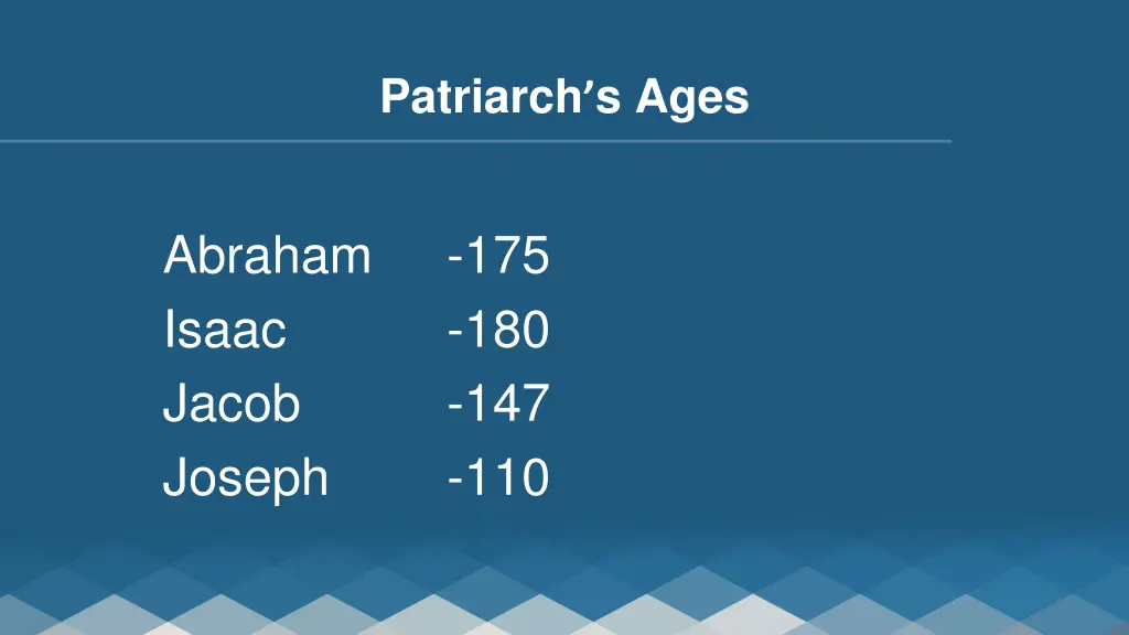 patriarch s ages