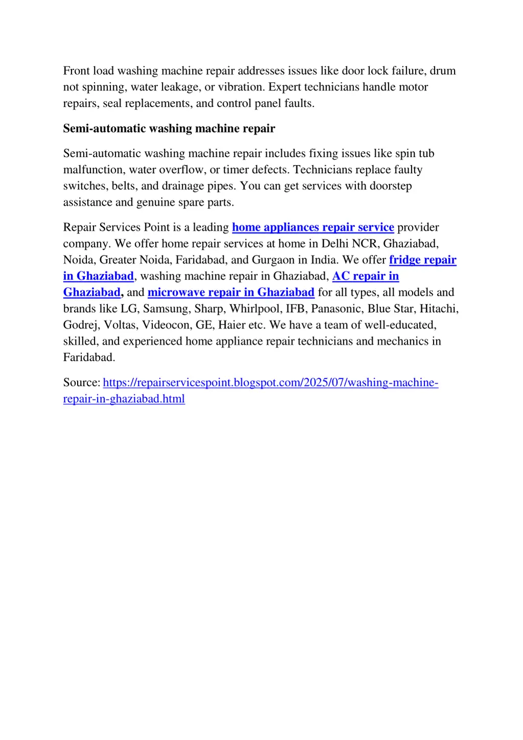 front load washing machine repair addresses