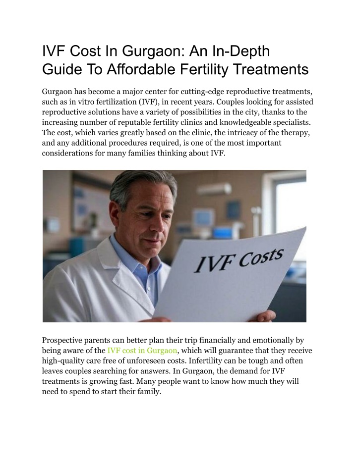 ivf cost in gurgaon an in depth guide