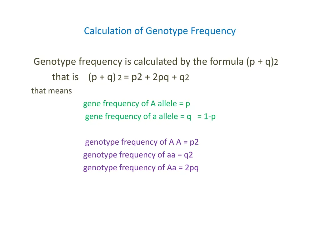 calculation of genotype frequency