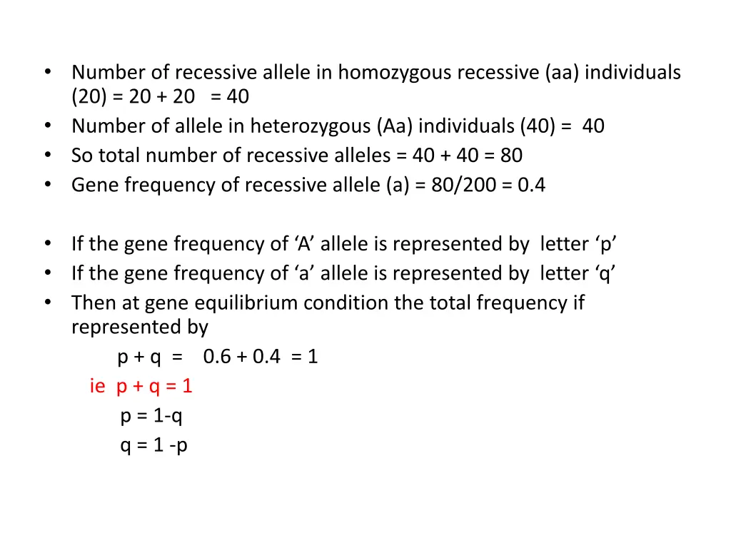 number of recessive allele in homozygous