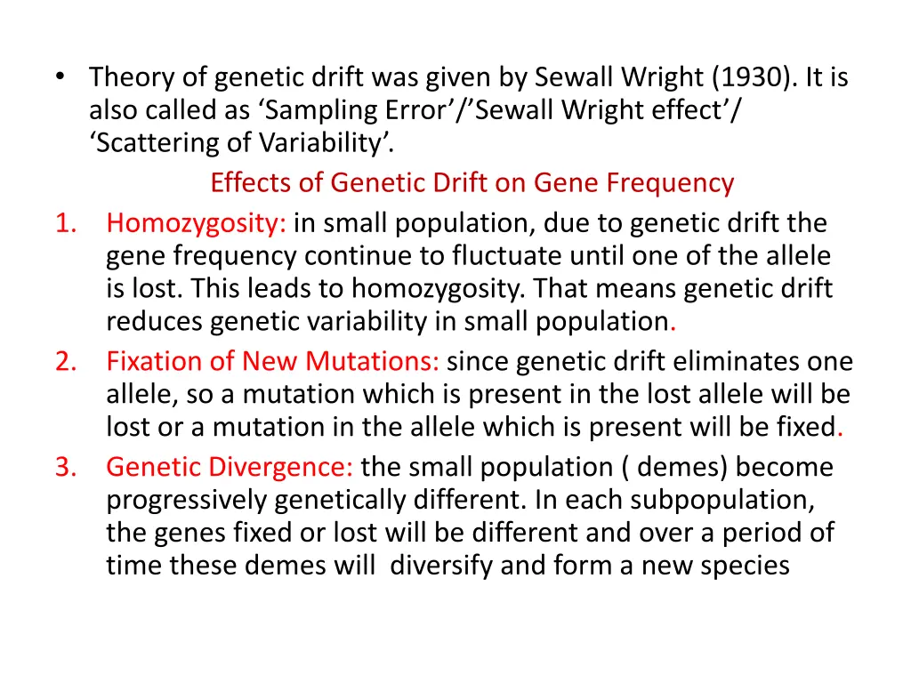 theory of genetic drift was given by sewall