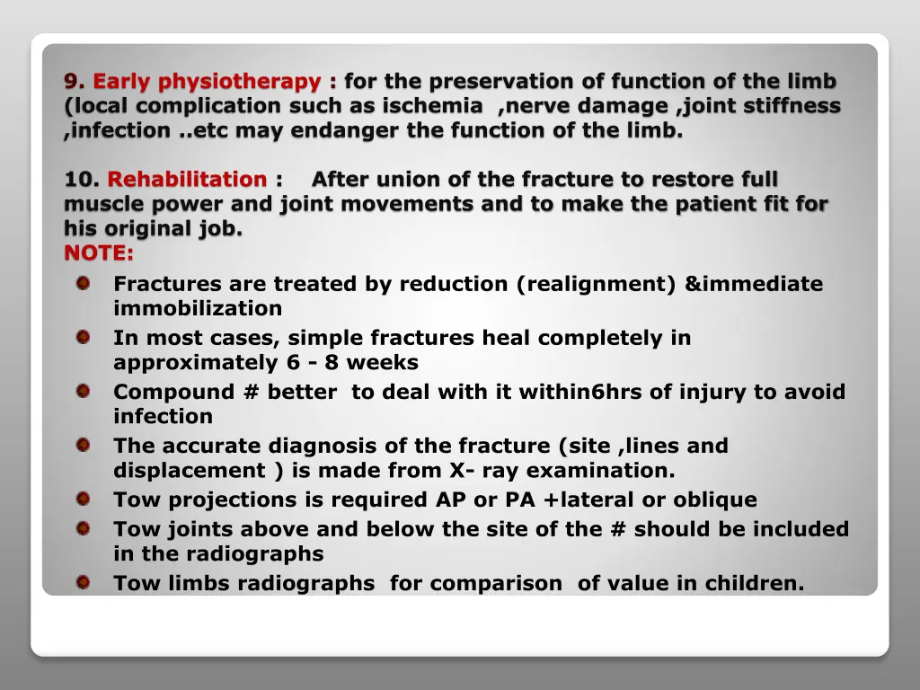 9 early physiotherapy for the preservation
