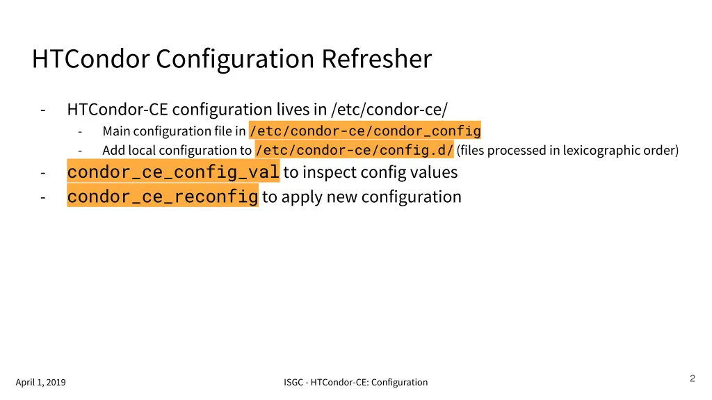 htcondor configuration refresher