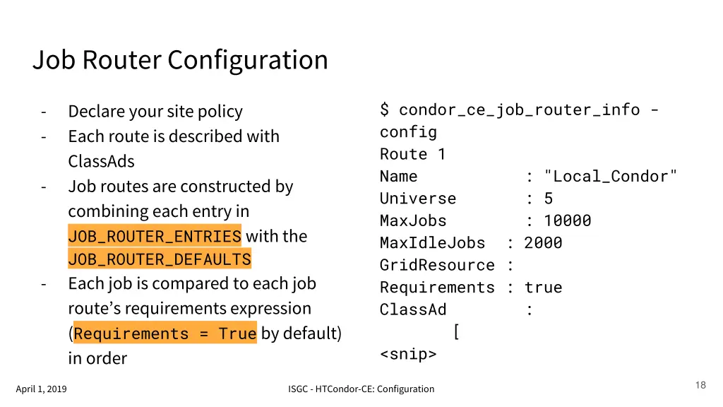 job router configuration