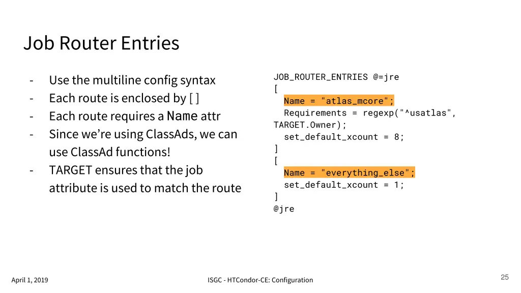 job router entries 2