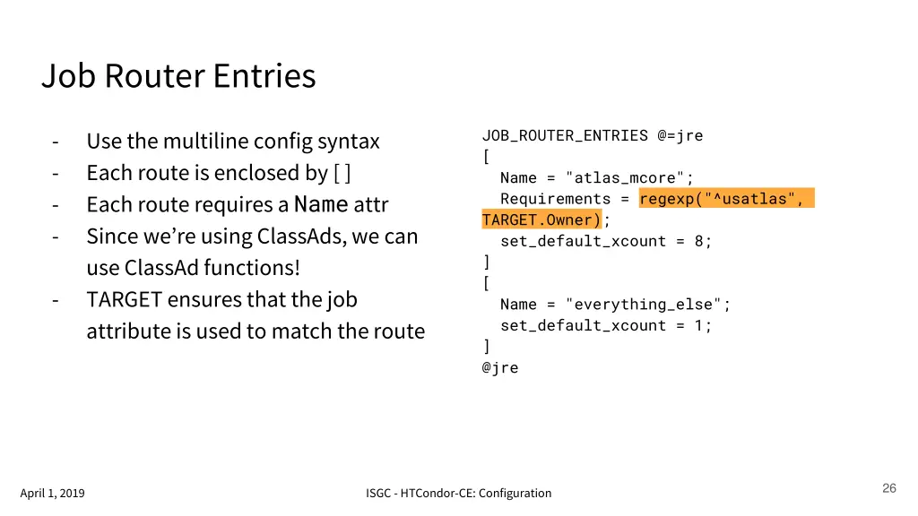 job router entries 3