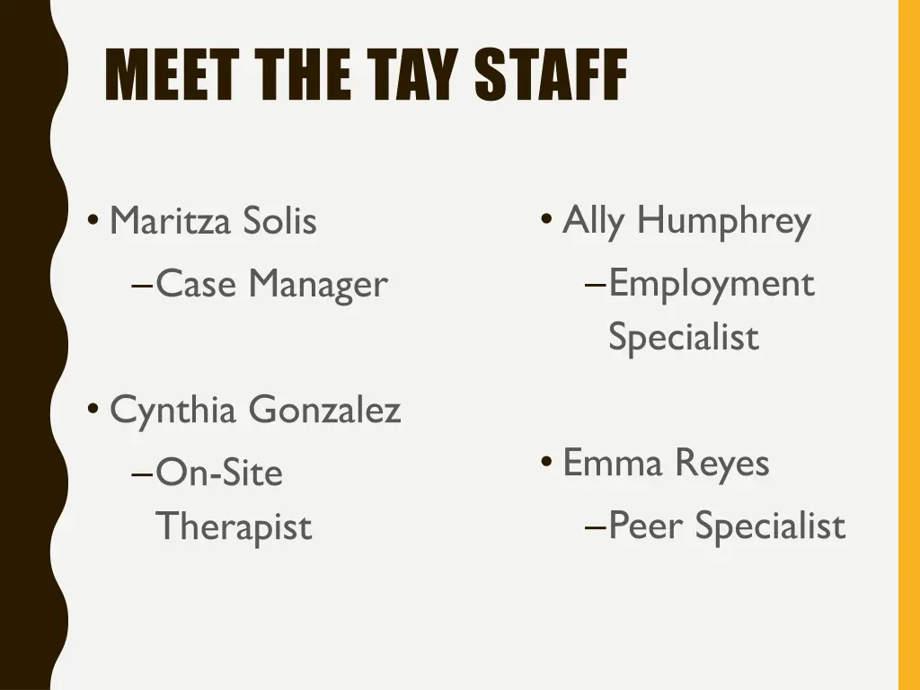 meet the tay staff