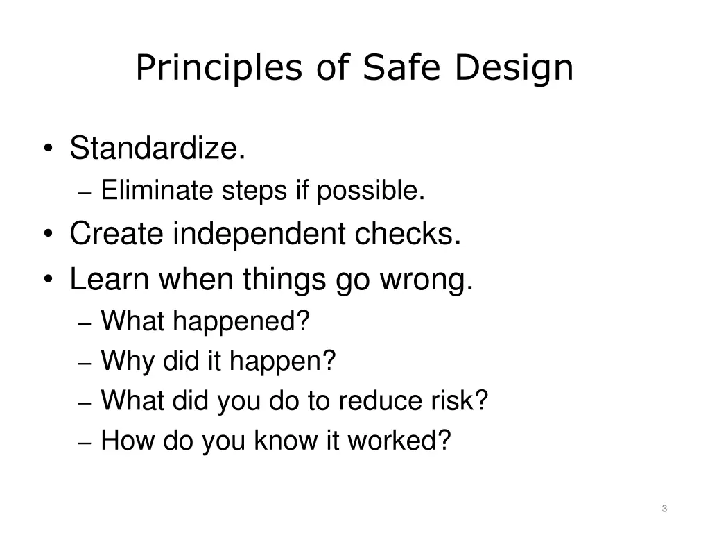 principles of safe design