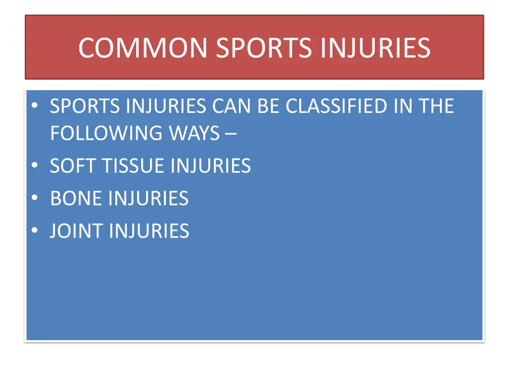 common sports injuries