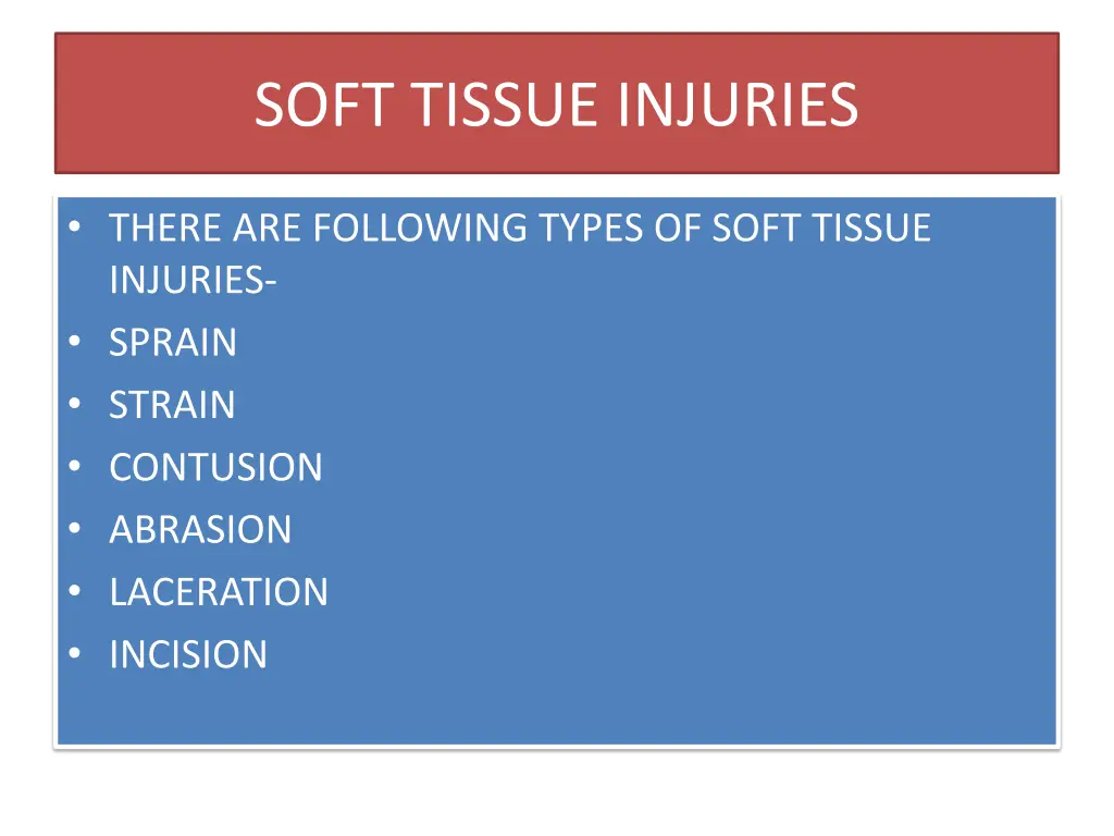 soft tissue injuries