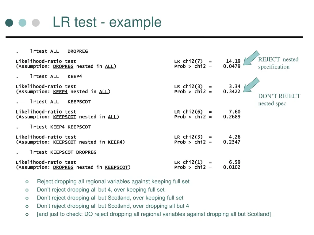 lr test example