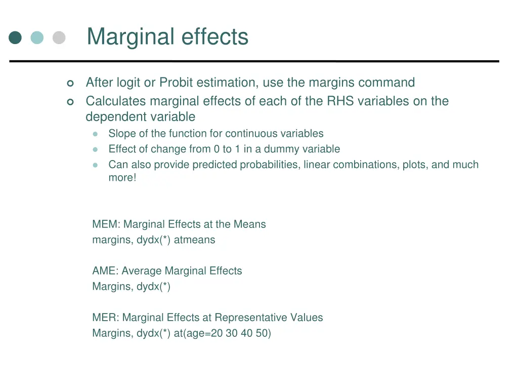 marginal effects