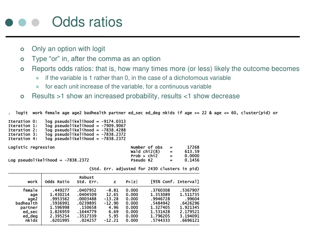 odds ratios