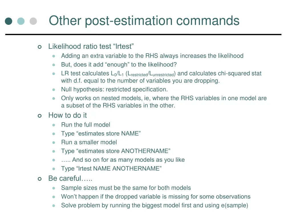 other post estimation commands