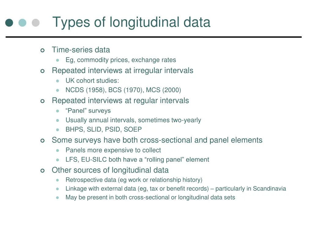 types of longitudinal data