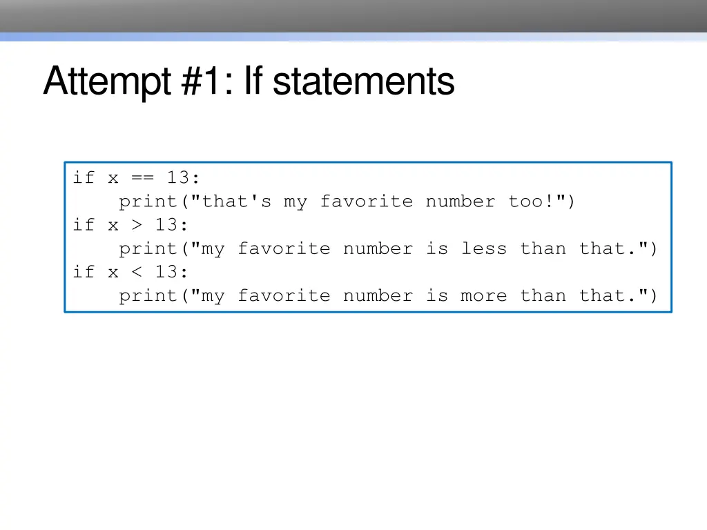 attempt 1 if statements