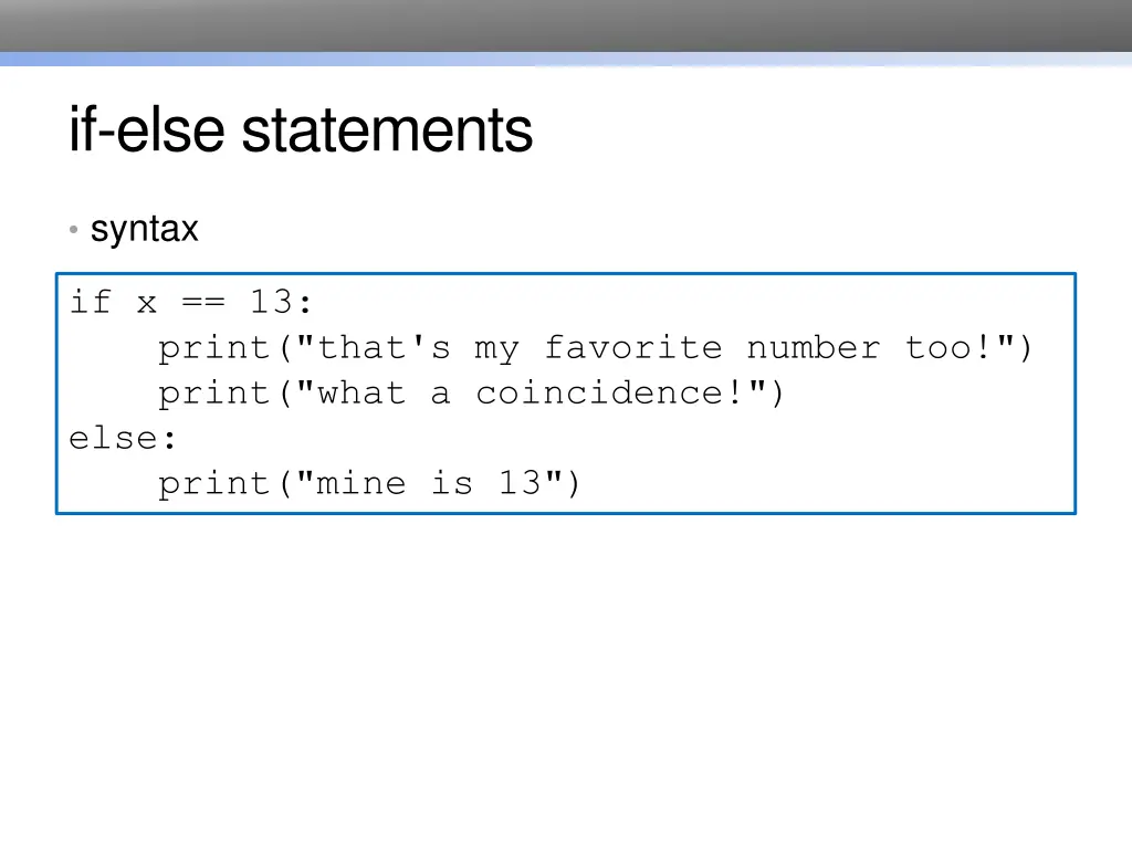 if else statements