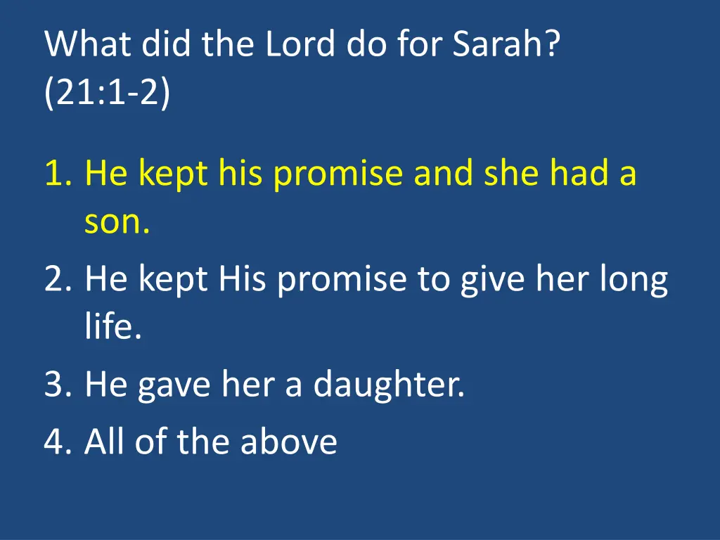 what did the lord do for sarah 21 1 2 1