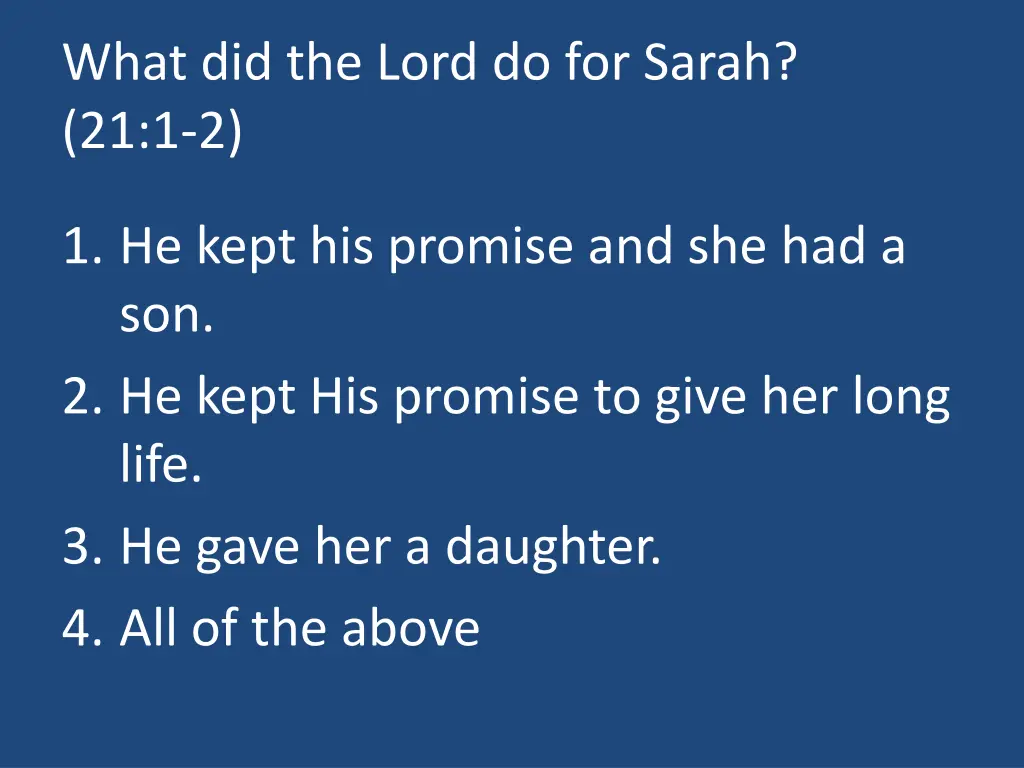 what did the lord do for sarah 21 1 2