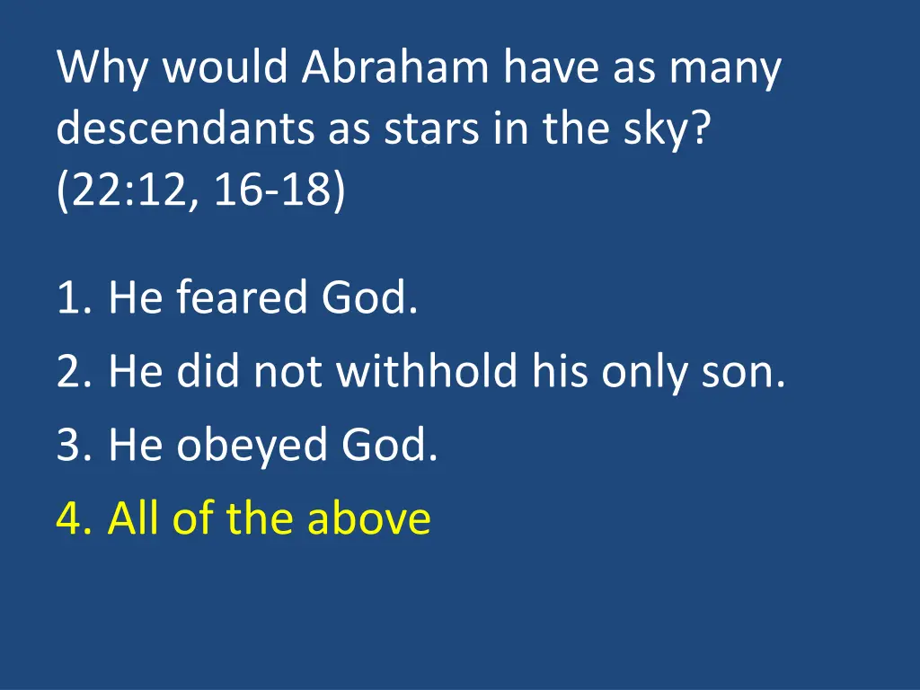 why would abraham have as many descendants 1