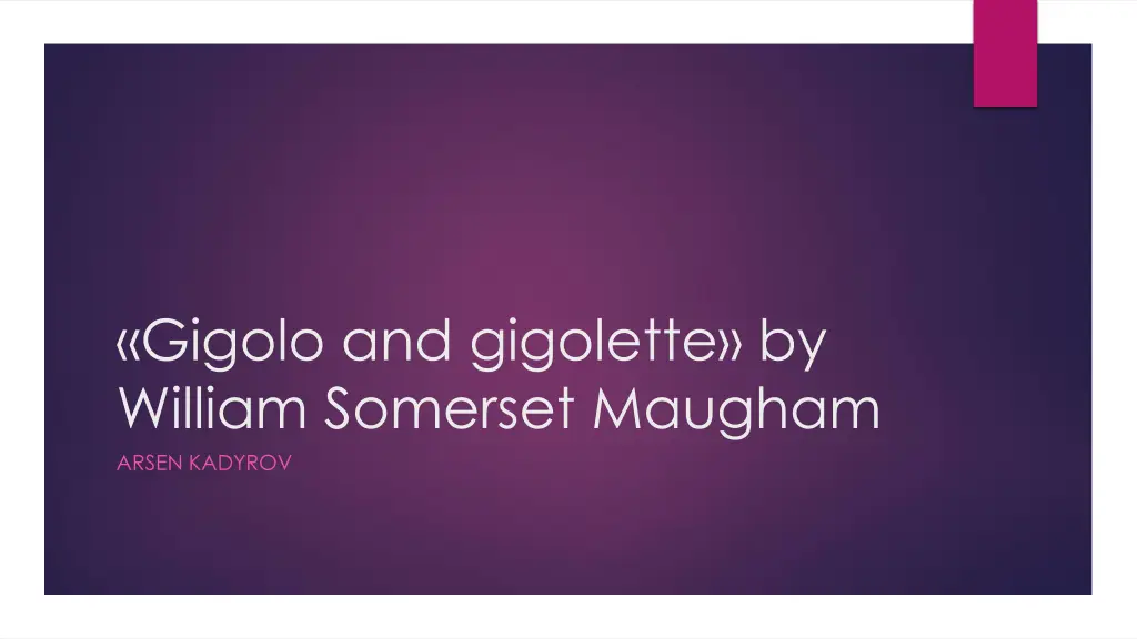 gigolo and gigolette by william somerset maugham