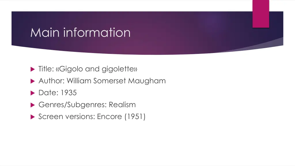 main information