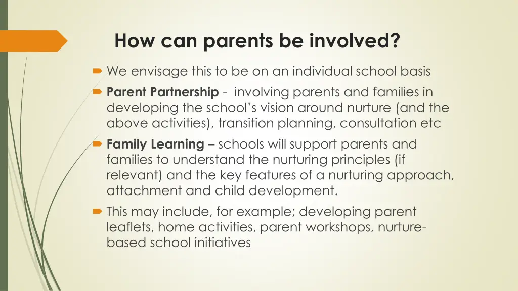 how can parents be involved