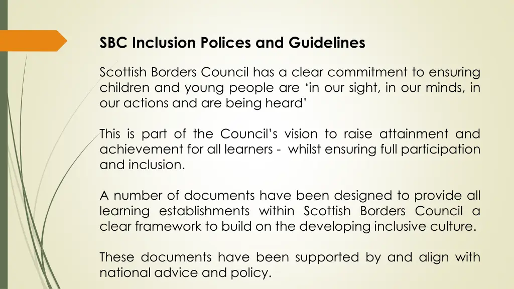 sbc inclusion polices and guidelines
